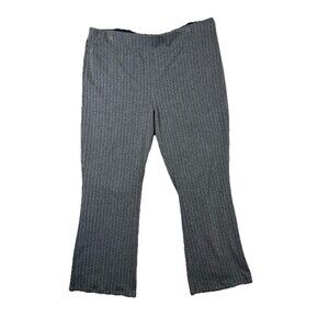 American Eagle Stretch Pants XL Gray Pinstripe Pull On Career Work Cropped Flare